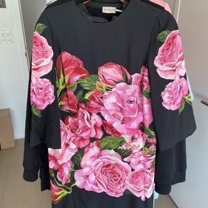 Dolce & Gabbana Rose Printed Long Sleeve Dress